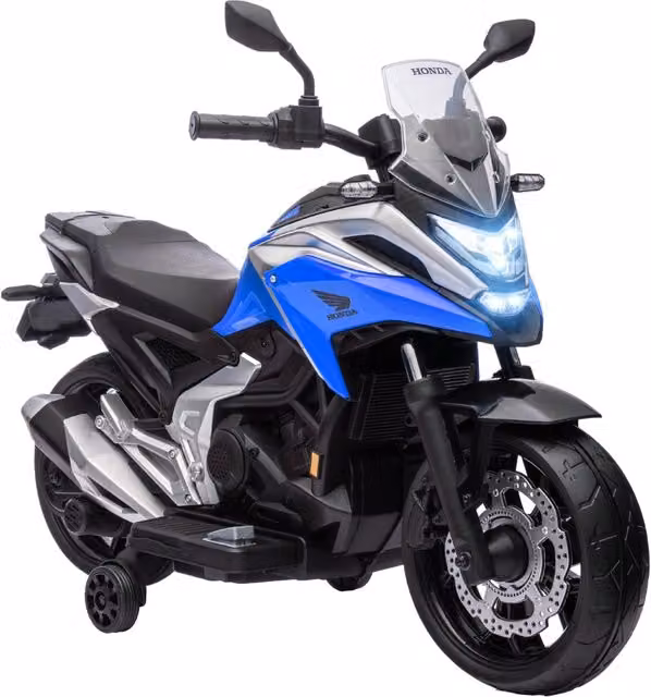 Moto Elettrica per Bambini 3-6 Anni Licenza Honda 12V Doppi Motori Rotelle Max 30 kg Blu