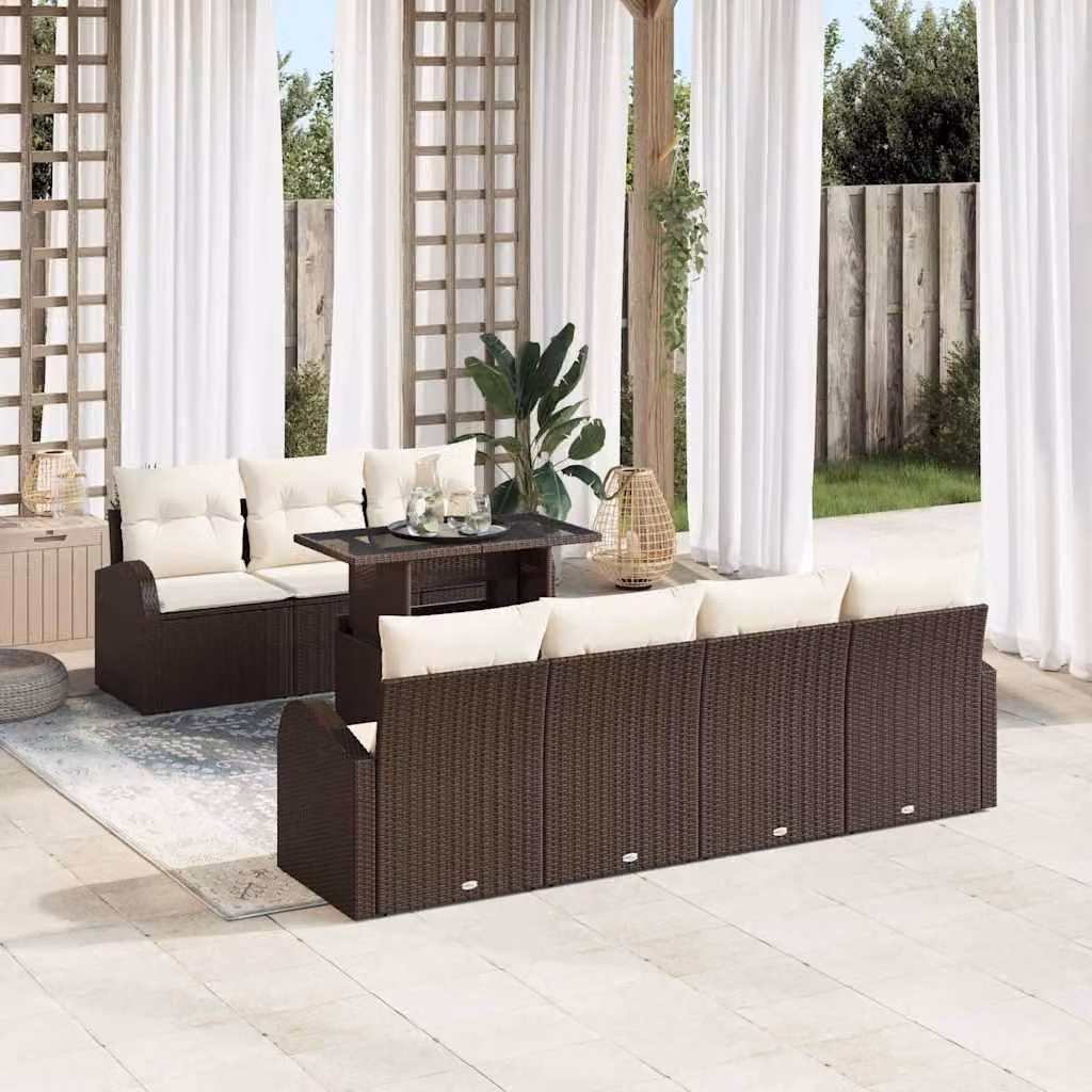 Maison Exclusive - Set da giardino composto da 8 pezzi, divano in rattan sintetico marrone