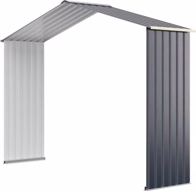 Kit di estensione Design Mania per capanno degli attrezzi da giardino in acciaio, colore grigio, L/P/H: 277 x 64 x 202 cm