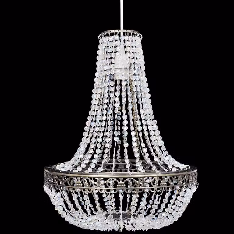 Lampadario Sospeso vidaXL in Cristallo e Metallo Argento, L: 36,5 cm, H: 46 cm