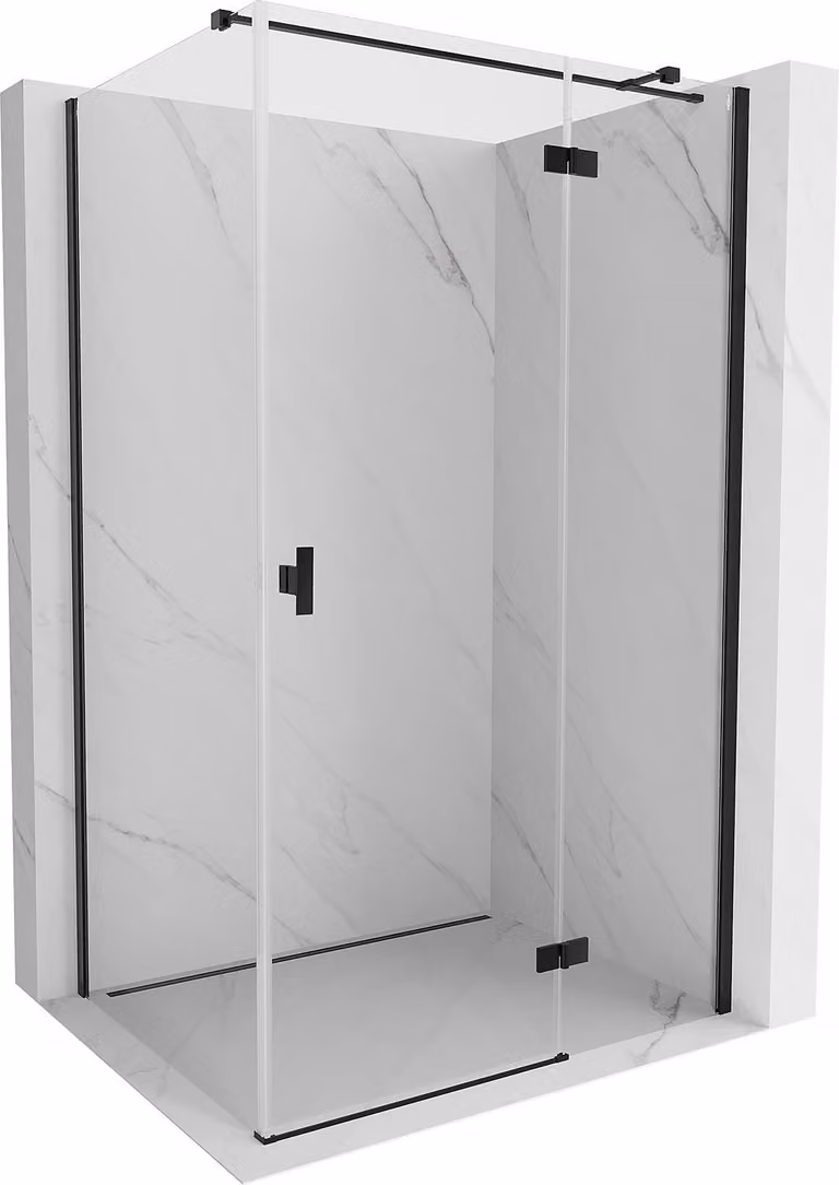 Mexen Mist-H T cabina doccia battente destra 110 x 75 cm, trasparente, nero - 8A5T-110-075-70-00-P