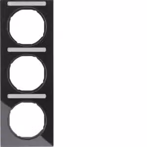 Berker 10132225 Cornice con campo di scrittura, nera lucida, Berker R.3