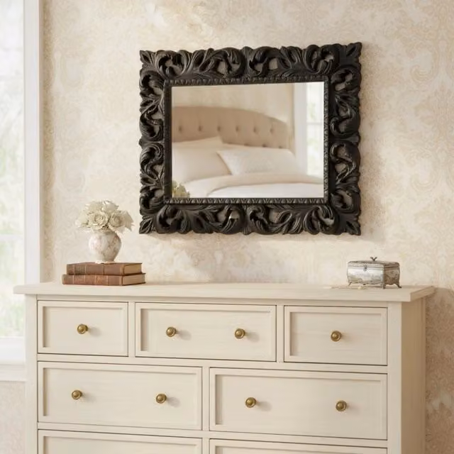 Specchiera Madrid Veriaffari moderna rettangolare in vetro e plastica colore nero, L: 101 cm, H: 82 cm