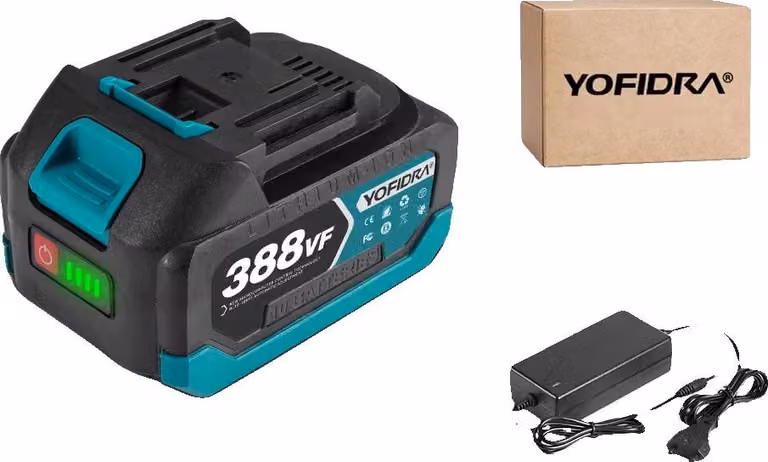 Batteria ricaricabile al litio, capacità 15000 mAh, tensione nominale, caricabatterie 1x388VF-1, 18 V