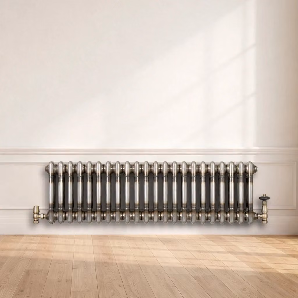Radiatore a 2 Colonne Orizzontale Monstershop in Metallo Grezzo Argento L: 101 cm, H: 30 cm – 2