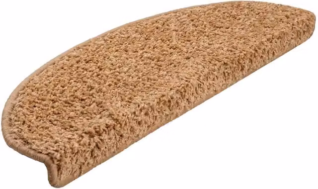 Set di 20 tappetini per scale semicircolari beige in polipropilene antiscivolo e fonoassorbenti, L: 65 cm, P: 40 cm, H: 4 cm
