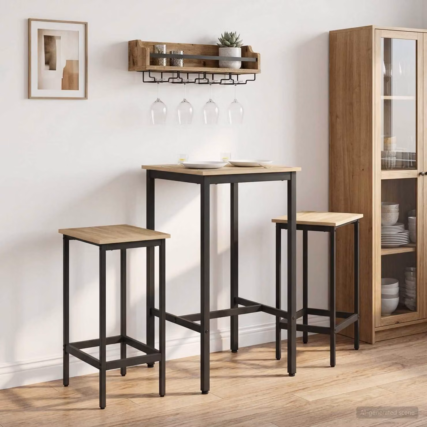vidaXL Tavolo da bar moderno in legno ingegnerizzato e metallo, L/P/H: 52 x 52 x 110 cm, marrone e nero