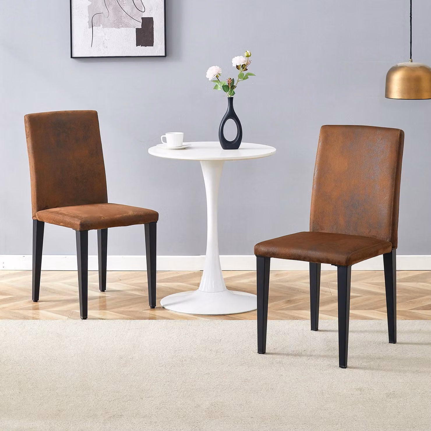 STILVORA: Set di 2 sedie da pranzo in ecopelle, sedie con gambe in metallo, ideali per la cucina, la sala da pranzo e il soggiorno. Sedie da pranzo in ecopelle