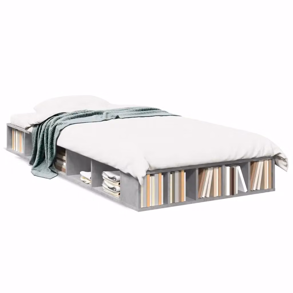 Letto con contenitore e doghe in legno grigio vidaXL L/P: 90 x 200 cm – 2