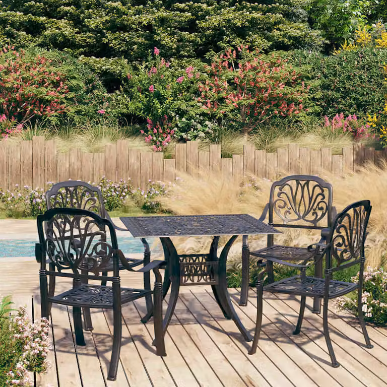 Set da Bistrot vidaXL 5 pz in Alluminio Pressofuso Nero Opaco per Giardino