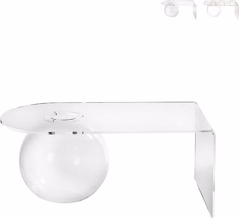 Tavolino da salotto in plexiglas trasparente, basso, modello Boolla - Trasparente