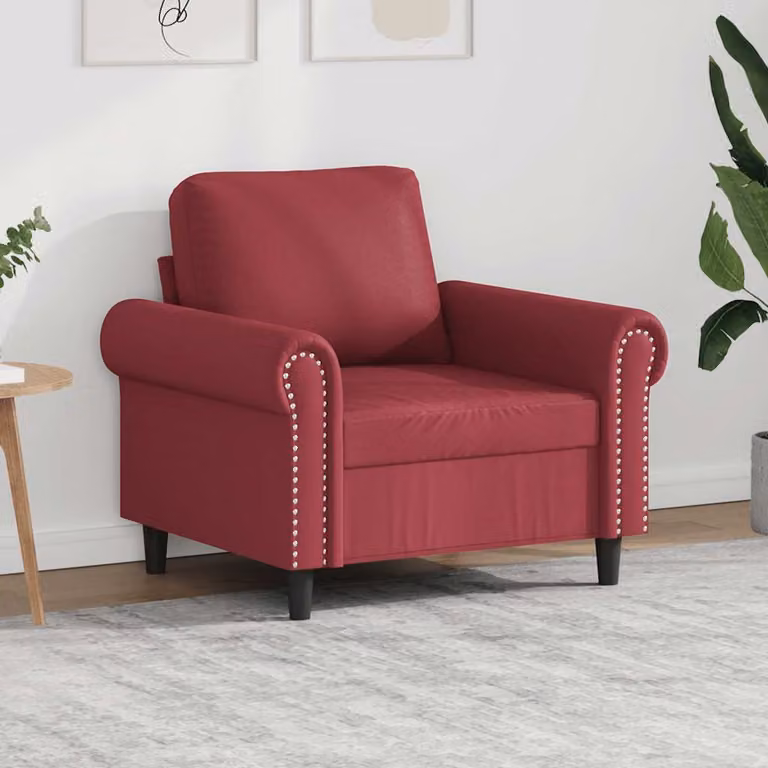Poltrona moderna vidaXL in similpelle rossa con struttura in metallo e braccioli