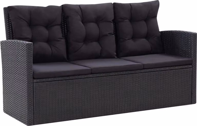 Set Divani da Giardino 6 pz con Cuscini in Polyrattan Nero