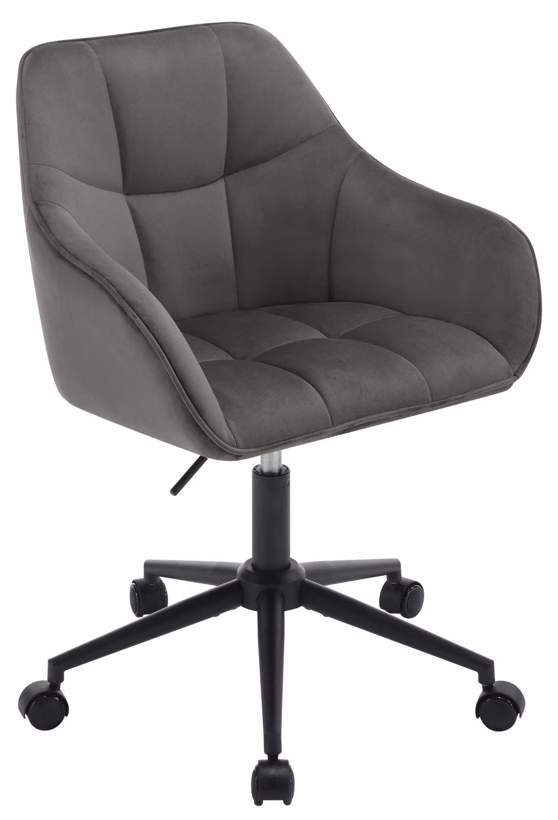Sedia da ufficio - Sedia ergonomica - Rivestimento in velluto - Regolabile in altezza - Girevole - Braccioli - Ruote - Grigio scuro