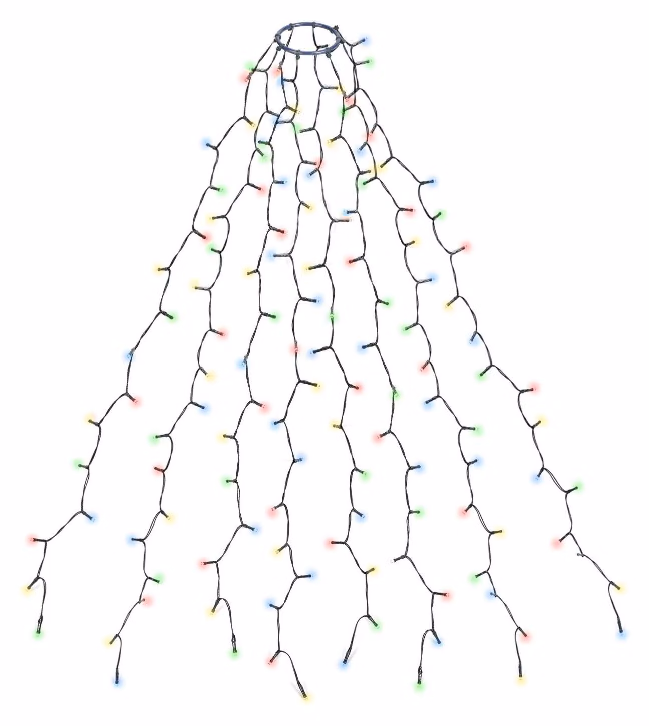SALCAR, catena luminosa per albero di Natale, lunghezza 1,5 metri, con anello e 8 ghirlande, 200 LED, adatta per alberi di abete alti da 90 cm a 150 cm, multicolore