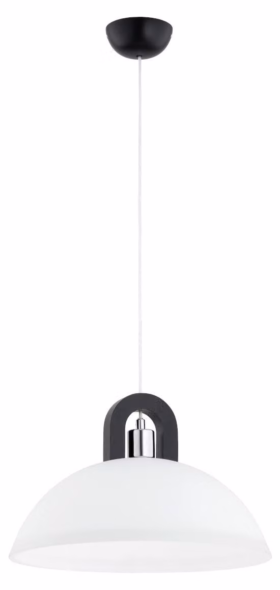 Lampada a sospensione MIGOT in legno scuro, bianco e cromato, 1xE27x15W, legno, dimensioni: 90x30x30 cm, IP20, Alfa