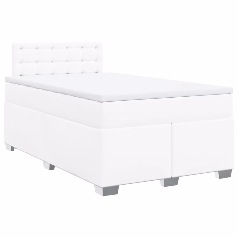 Giroletto a Molle con Materasso Bianco 120x190 cm in Pelle finta