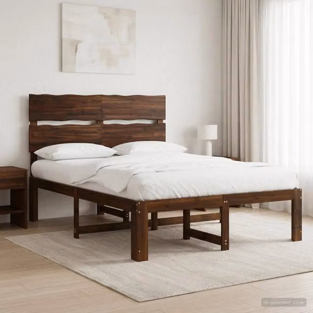 Letto matrimoniale con testiera ROSTOCK vidaXL in legno di acacia marrone scuro L/P: 140 x 190 cm, H: 144 cm