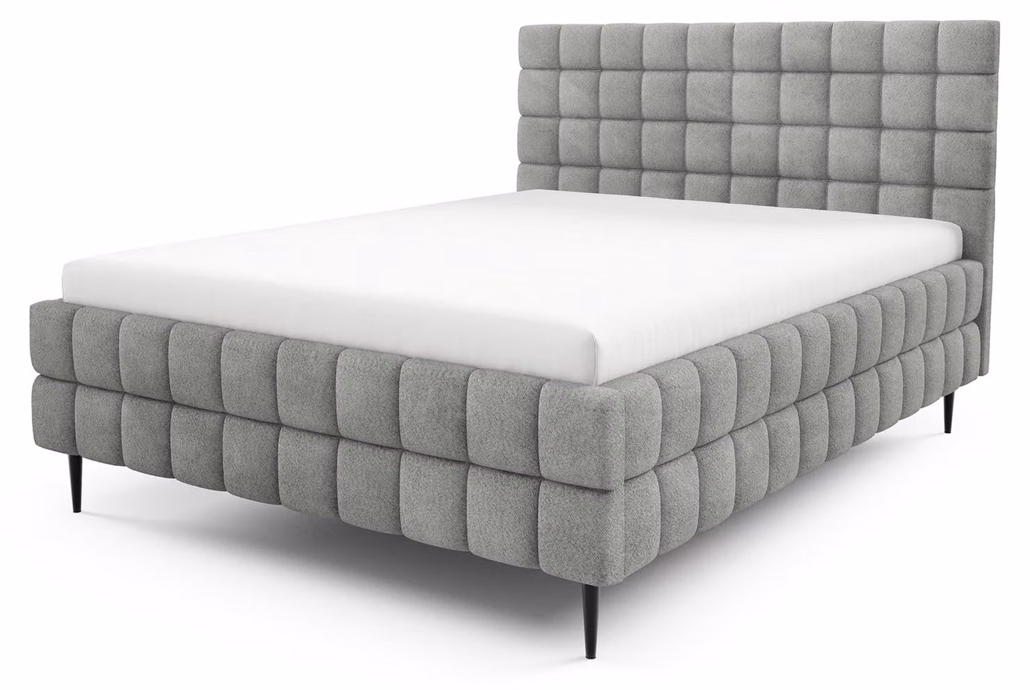 Letto imbottito con contenitore Stratus, colore grigio deserto, dimensioni 160 x 200 cm