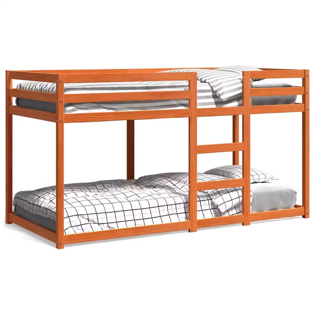 Letto a castello per bambini vidaXL in legno di pino color marrone cera, L/P/H: 80 x 200 x 184,5 cm – 2