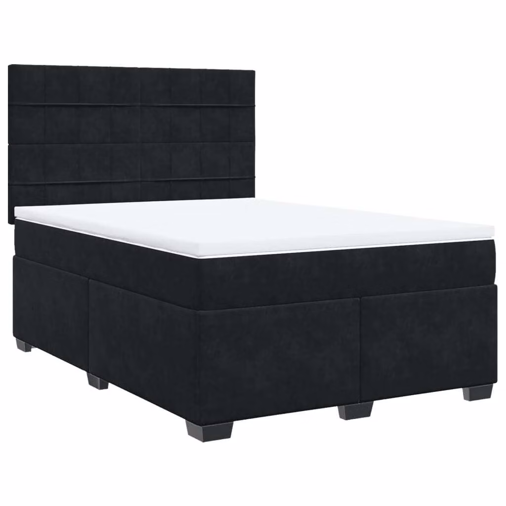 Giroletto a Molle con Materasso Nero 140x200 cm in Velluto
