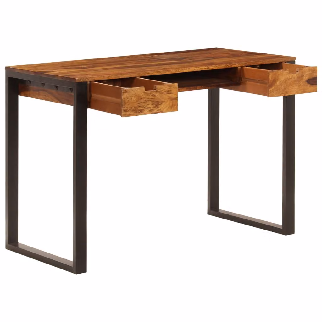 scrivania vidaXL 110 x 55 x 78 cm in legno massiccio e acciaio