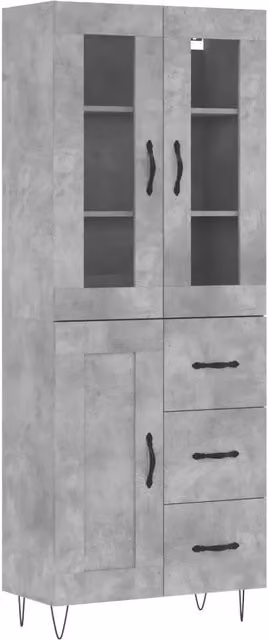 Credenza | Madia | Buffet da pranzo | Armadio da pranzo Grigio Cemento 69,5x34x180 cm in Legno Multistrato