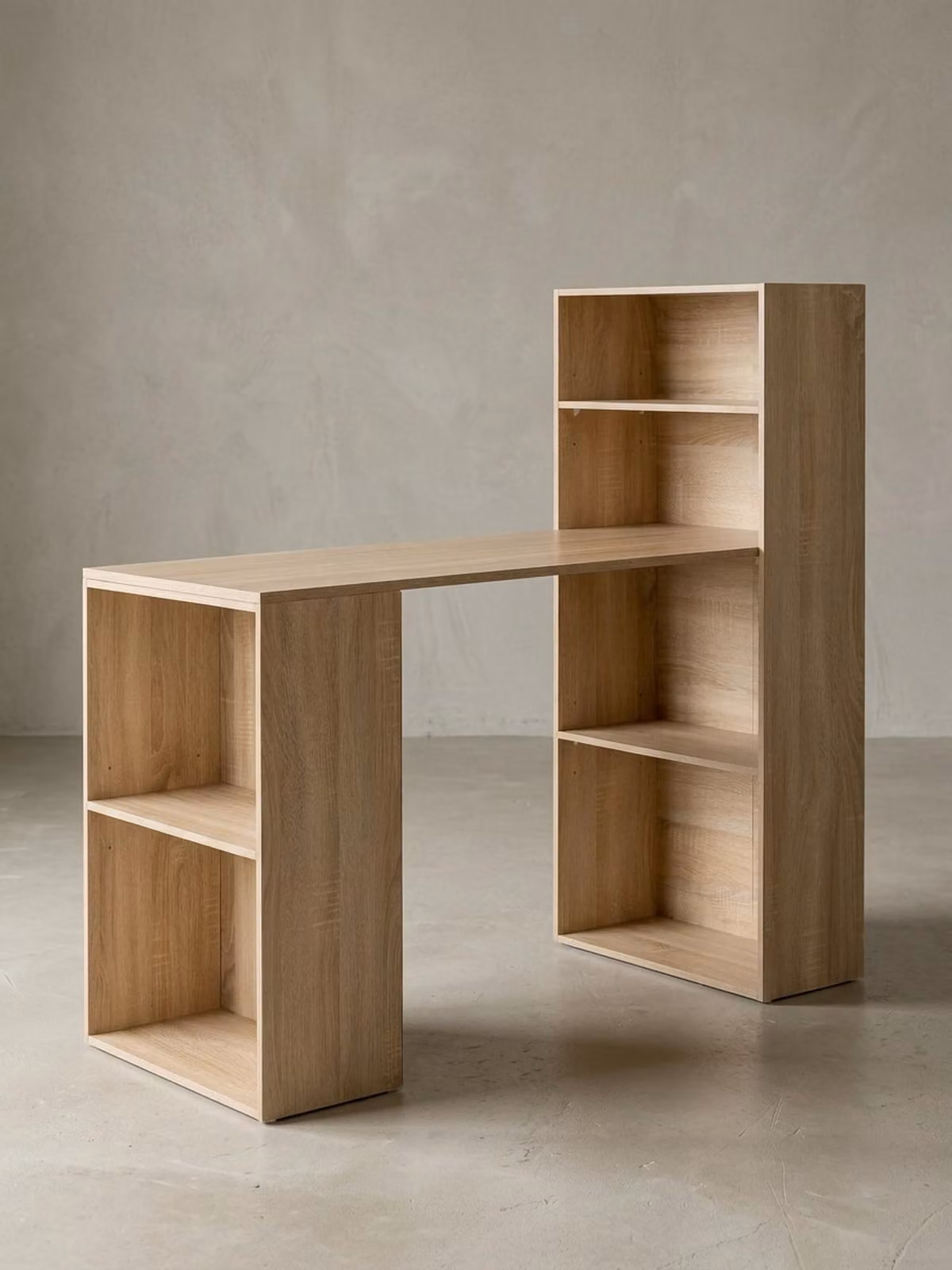 Scrivania con ripiano "Brenta": truciolato, altezza ripiano variabile. Beige, 120x53x120 cm | Kadima Design