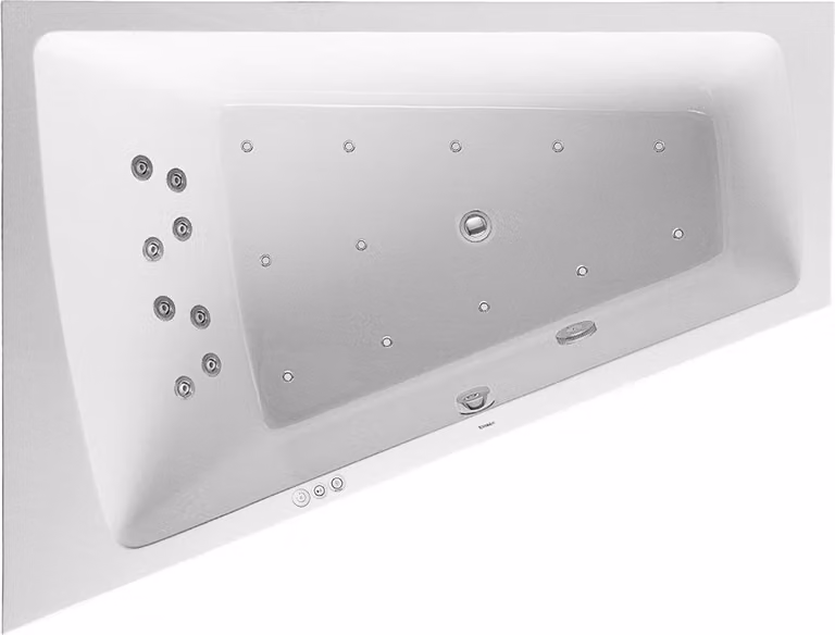 Duravit Paiova Bain à remous, à encastrer, simple dos à gauche, bâti-support, garniture de vidage et de trop-plein chrome, Combi-Système P, 1800x1400mm, 760216000CP1000, 760216000CP1000