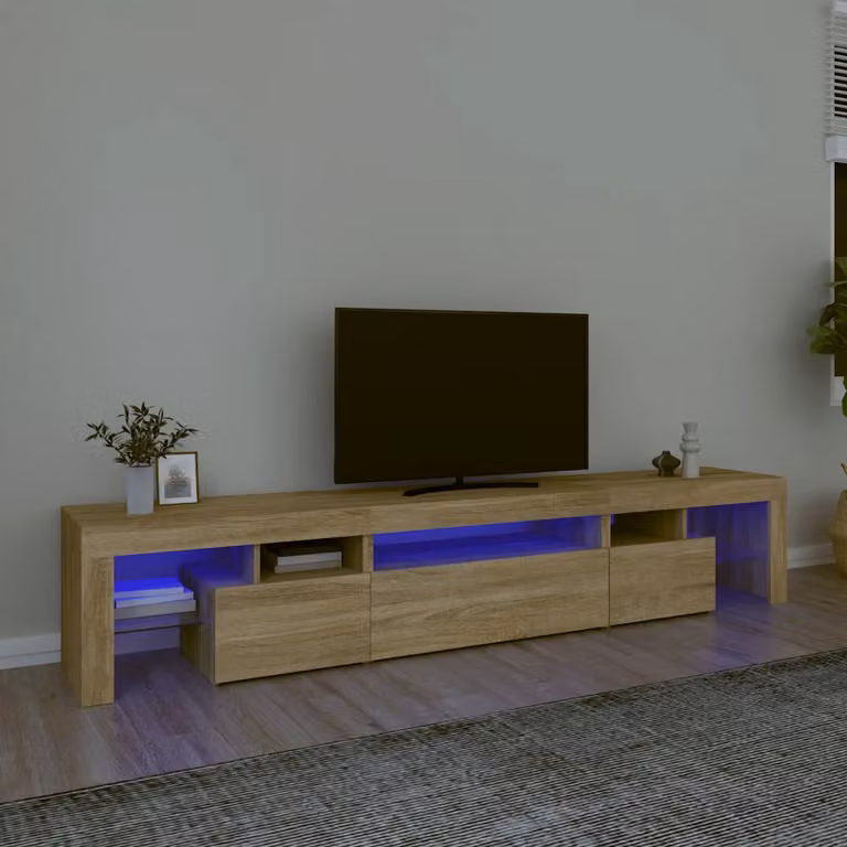 vidaXL Mobile Porta TV Moderno con Luci LED Integrate in Rovere Sonoma, Marrone, L: 215 cm, P: 40 cm, H: 36,5 cm