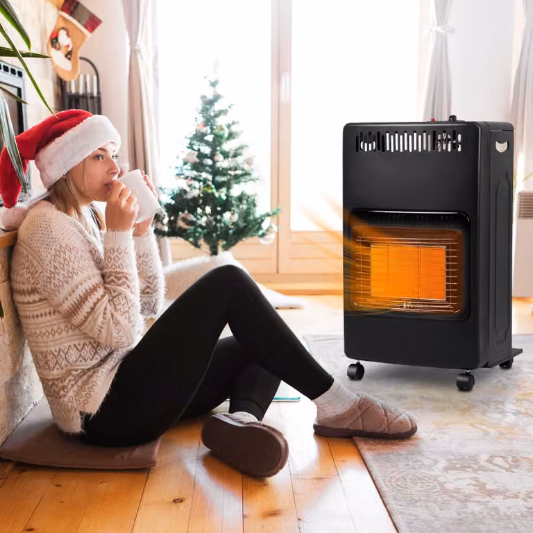 Riscaldatore a gas Ikodm, 4,2 kW, pieghevole, con sistema di sicurezza anti-ribaltamento, protezione contro la mancanza di ossigeno e dispositivo di sicurezza della fiamma