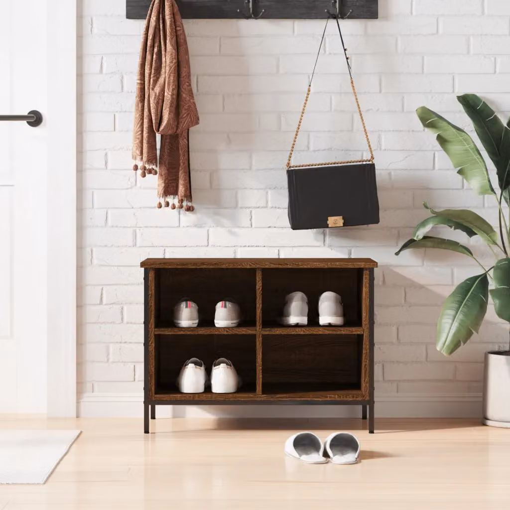 Scarpiera mobile vidaXL in stile industriale, colore marrone, con 4 scomparti, L: 69 cm, P: 35 cm, H: 50 cm