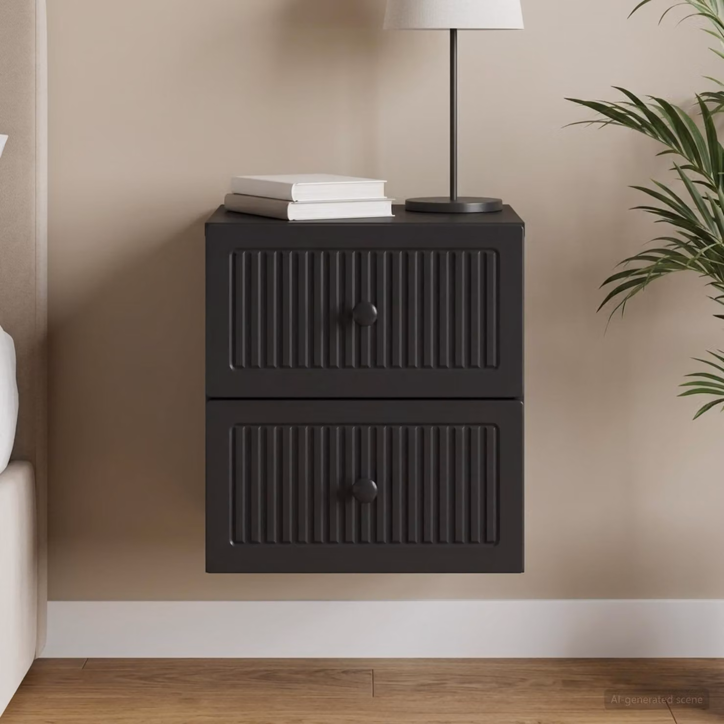 vidaXL Mobiletto da notte sospeso moderno Nero L: 33 cm, P: 34,5 cm, H: 40 cm