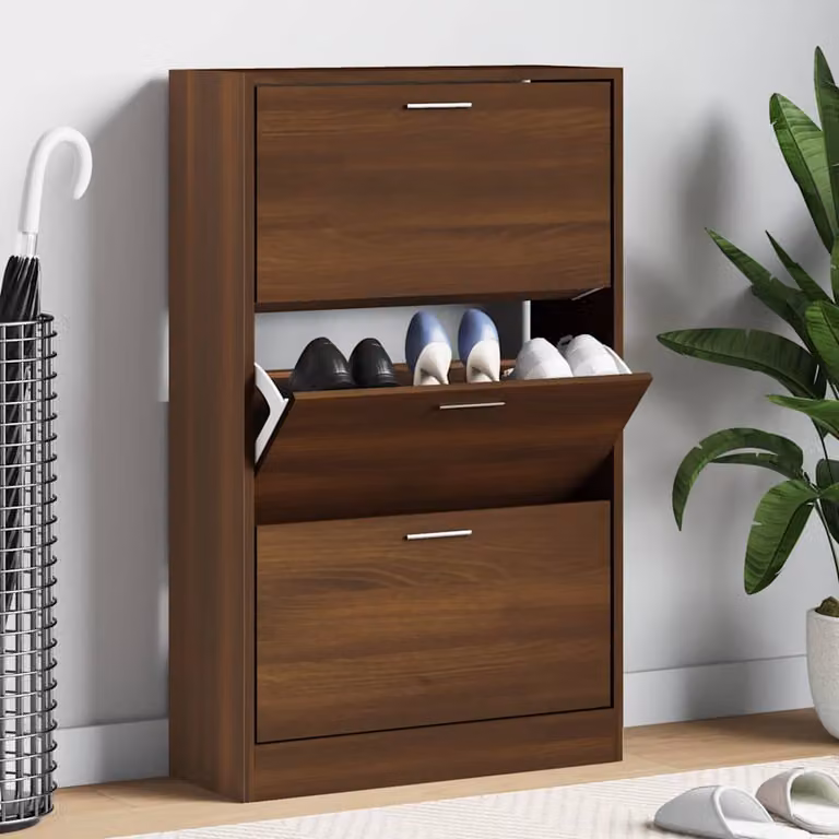 Scarpiera moderna da parete vidaXL in legno rovere marrone L: 63 cm, P: 24 cm, H: 103 cm
