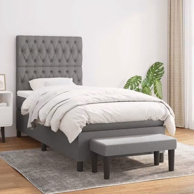 Letto Ibrido con Giroletto a Molle e Materasso vidaXL, Grigio e Bianco, L/P/H: 90 x 190 x 28 cm – 1