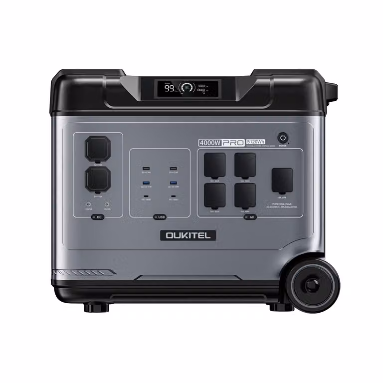 OUKITEL P5000 Pro: Generatore solare da 4000W / 5120Wh + 2 pannelli solari da 400W – sistema di accumulo portatile con batteria LiFePO4 per campeggio e alimentazione di emergenza