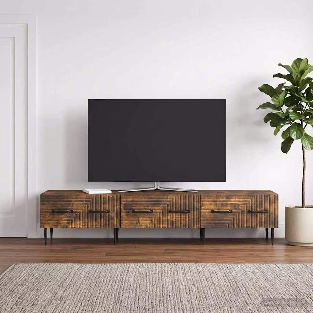Mobile TV vidaXL in rovere fumo con ruote, L 147 x P 34,5 x H 30 cm
