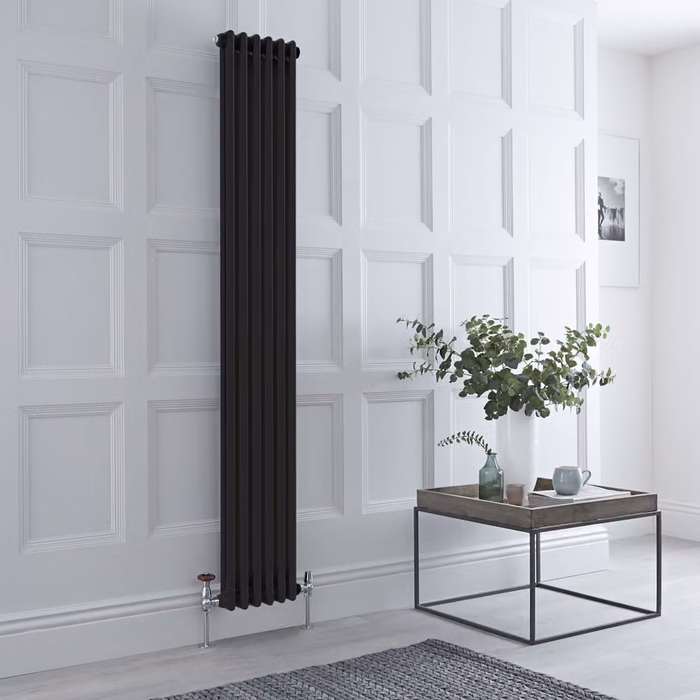 Radiatore Tradizionale Verticale a Doppia Colonna - Nero - 1800mm x 290mm - senza piedini - Regent