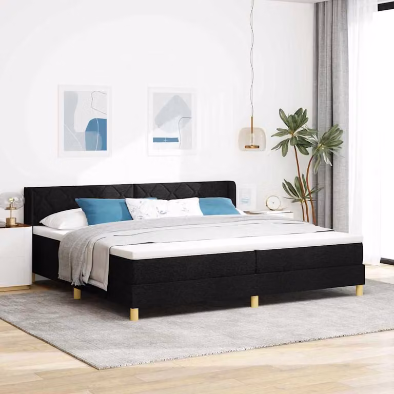 Maison Exclusive - Letto boxspring con testiera nera 200 x 200 cm in tessuto