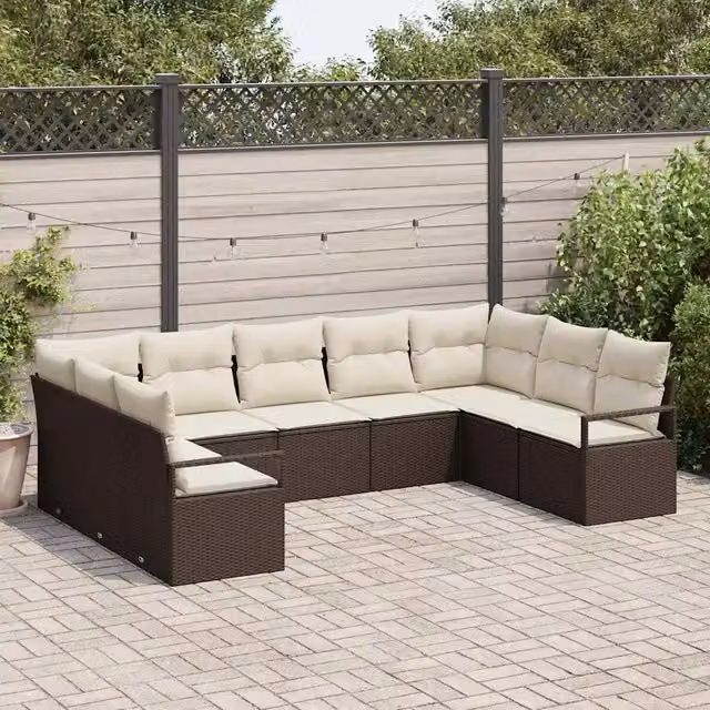 Set di divani 9 pz Marrone polyrattan 3346538
