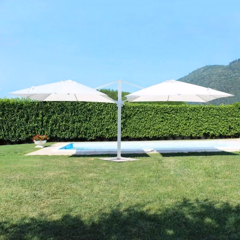 Ombrellone Doppio Archimede Cosmaca Bianco con Braccio Cantilever in Alluminio e Poliestere – 2