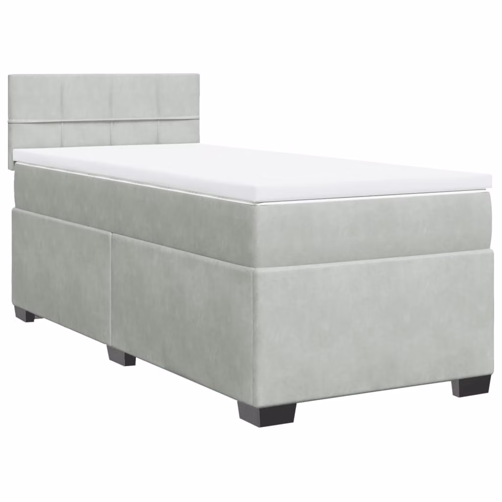 Giroletto a Molle con Materasso Grigio Chiaro 90x200 cm Velluto