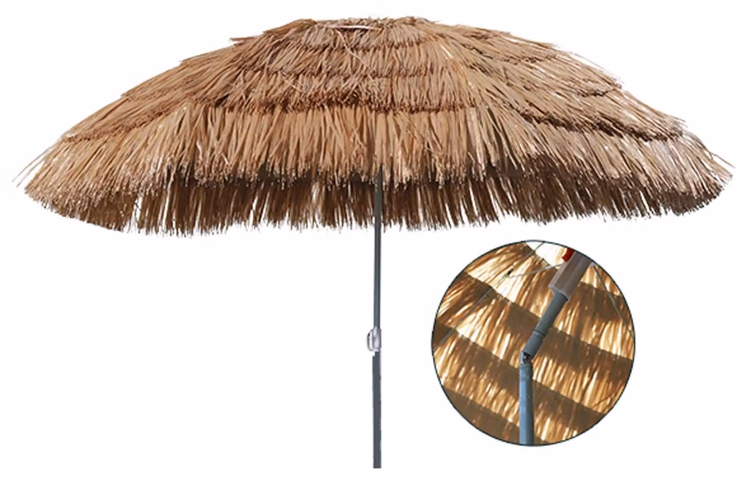 Ombrellone da spiaggia Hawaii pieghevole bruno - Diametro 1,6 m - Poliestere - Compatto, da spiaggia