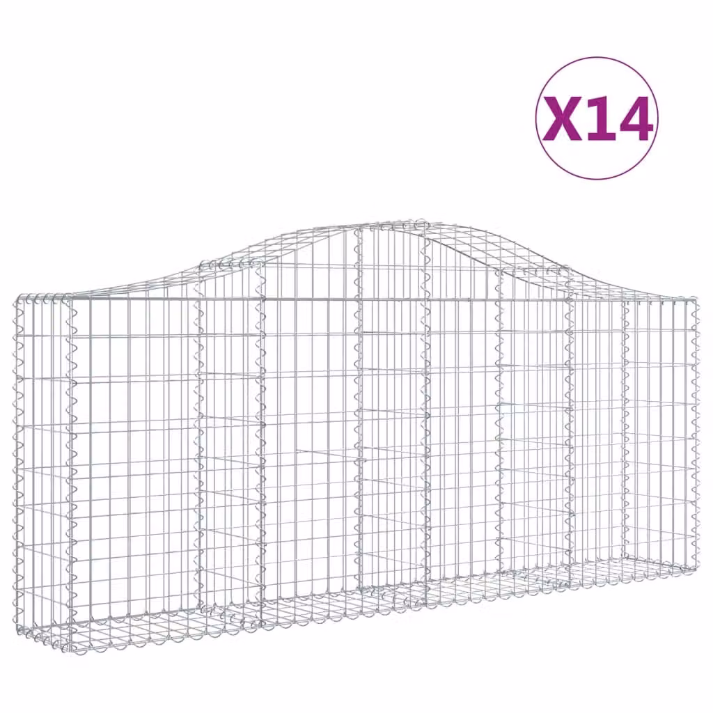 Cesti Gabbioni ad Arco 14 pz 200x30x80/100 cm Ferro Zincato