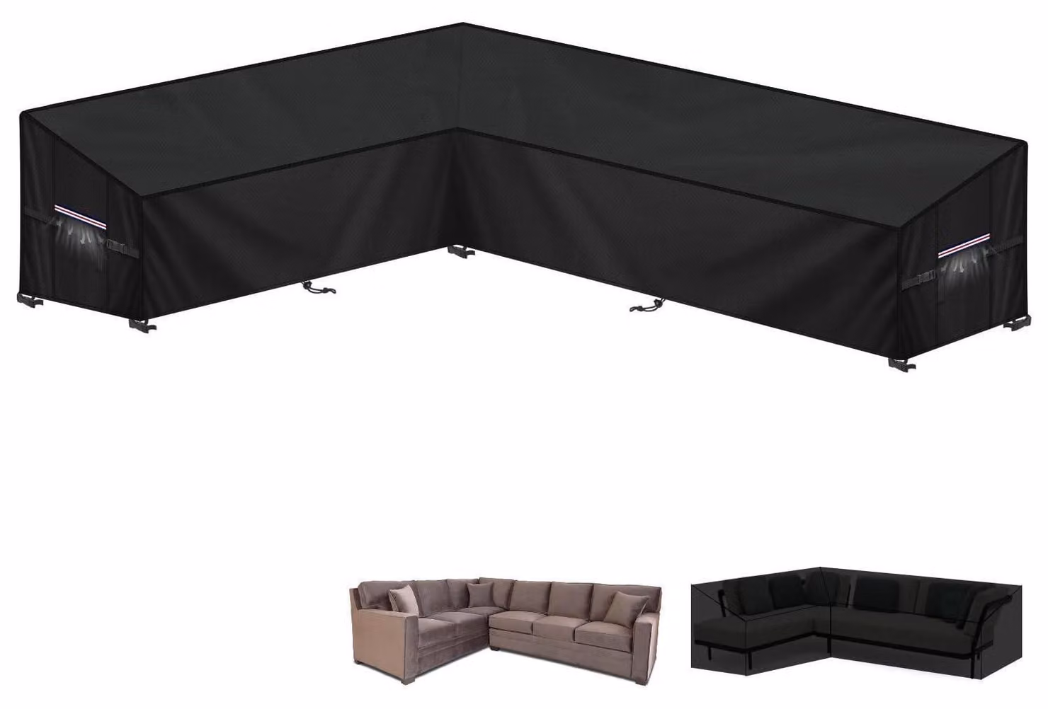 Copertura per mobili da giardino, forma a L, per divani da esterno, protezione impermeabile, dimensioni 190x280x90x80/60 cm, tessuto Oxford 420D