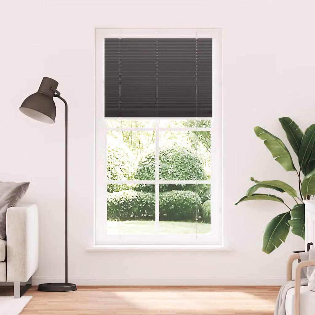 vidaXL Tenda Plissettata Nera 110x200 cm Larghezza Tessuto 109,4 cm