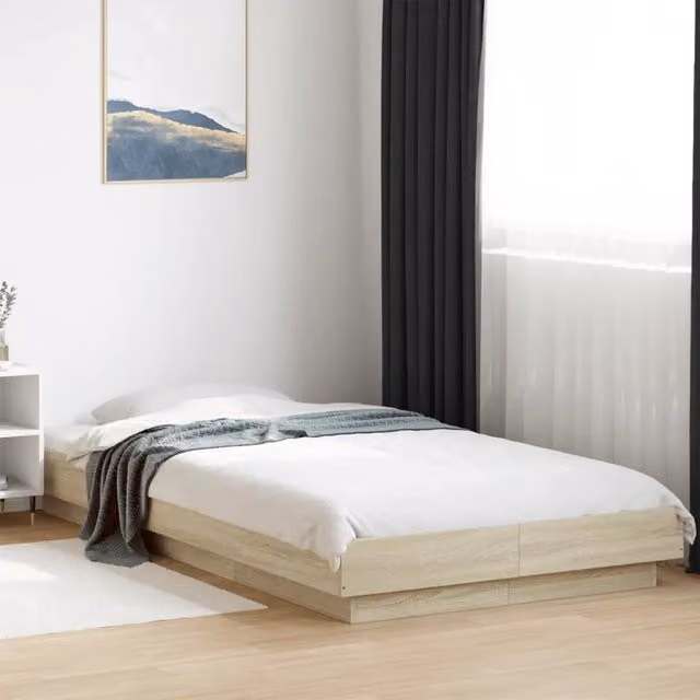 Giroletto vidaXL con Luci LED e Porta USB in Rovere Sonoma, L/P: 200 x 90 cm