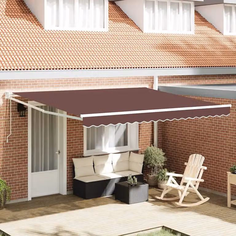 Tenda da Sole Retrattile Automatica vidaXL con Telecomando in Alluminio e Poliestere, Marrone, L: 400 cm x P: 300 cm