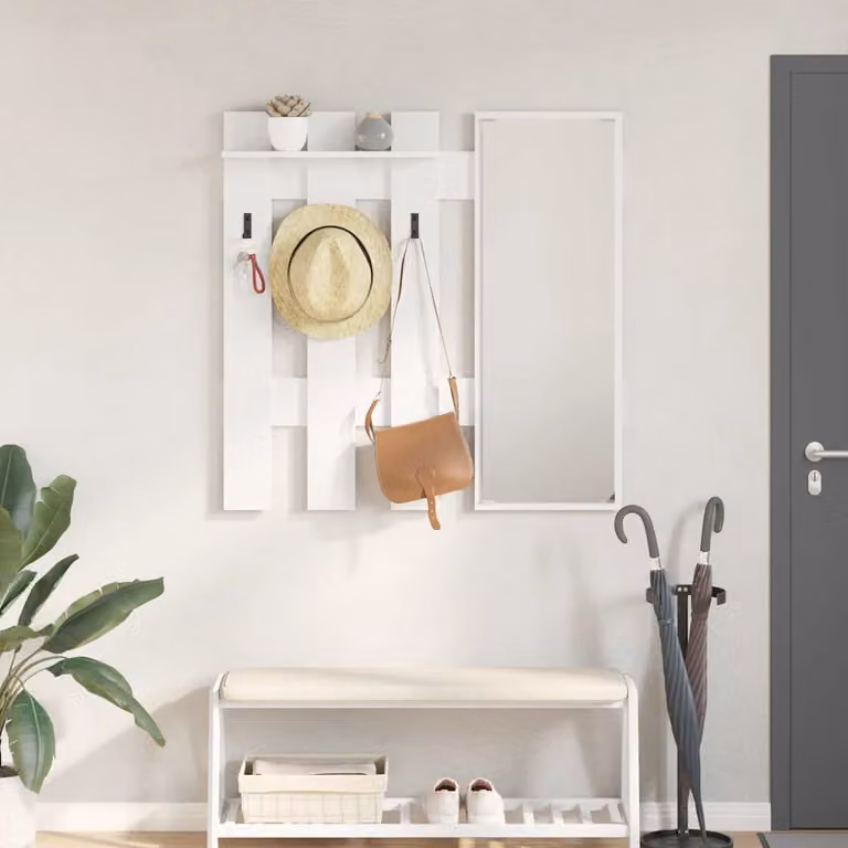 vidaXL Appendiabiti a muro moderno in MDF bianco L: 100 cm, P: 10 cm, H: 100 cm