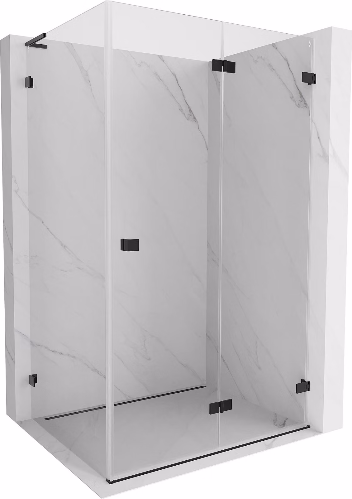 Mexen Lunar-F L cabina doccia pieghevole destra 100 x 80 cm, trasparente, nera - 836L-100-080-70-00-P